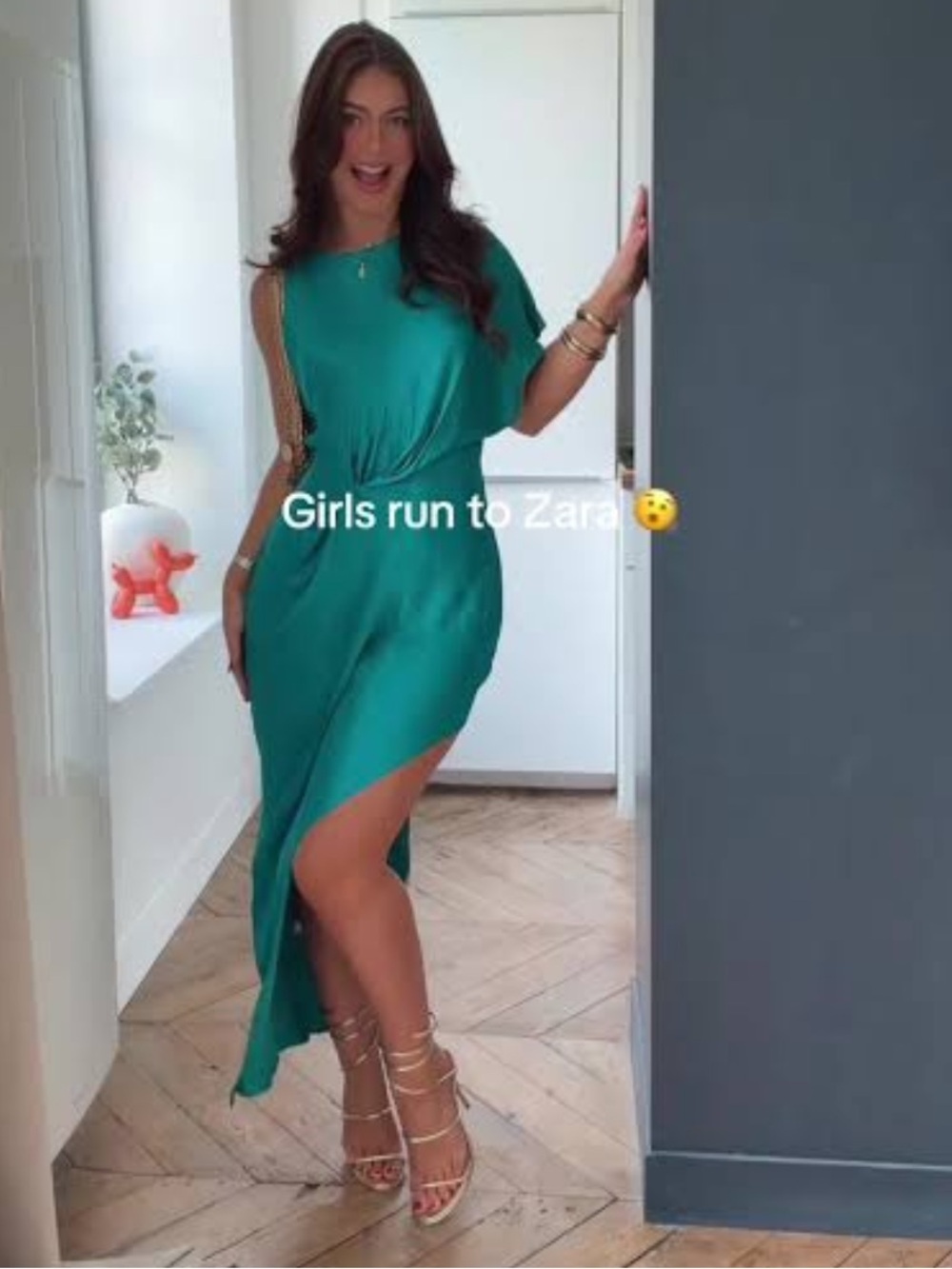 Zara Teal High-Low Asymmetric Dress
